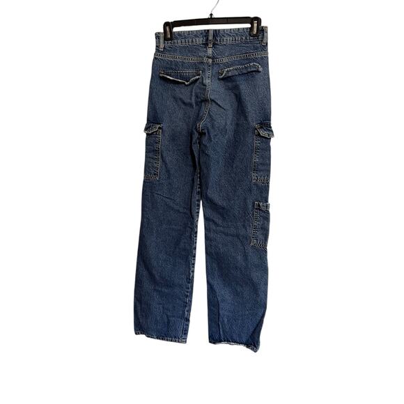 Zara Cargo Wide Leg Jeans Womens Size 0 Blue Denim - Picture 1 of 6